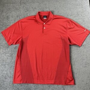Nike Golf Polo Shirt Mens XL Red Swoosh‎ Dri-Fit Lightweight Preppy Outdoor